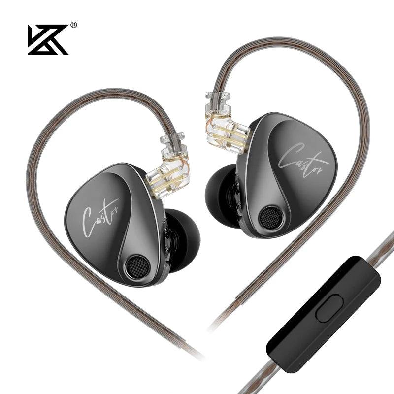 NEW KZ Castor In-Ear HiFi Earphones — 2 Dynamic Drivers + Balanced Armature, Tunable High-End Sound, Studio-Grade Monitor Earbuds with Noise Isolation