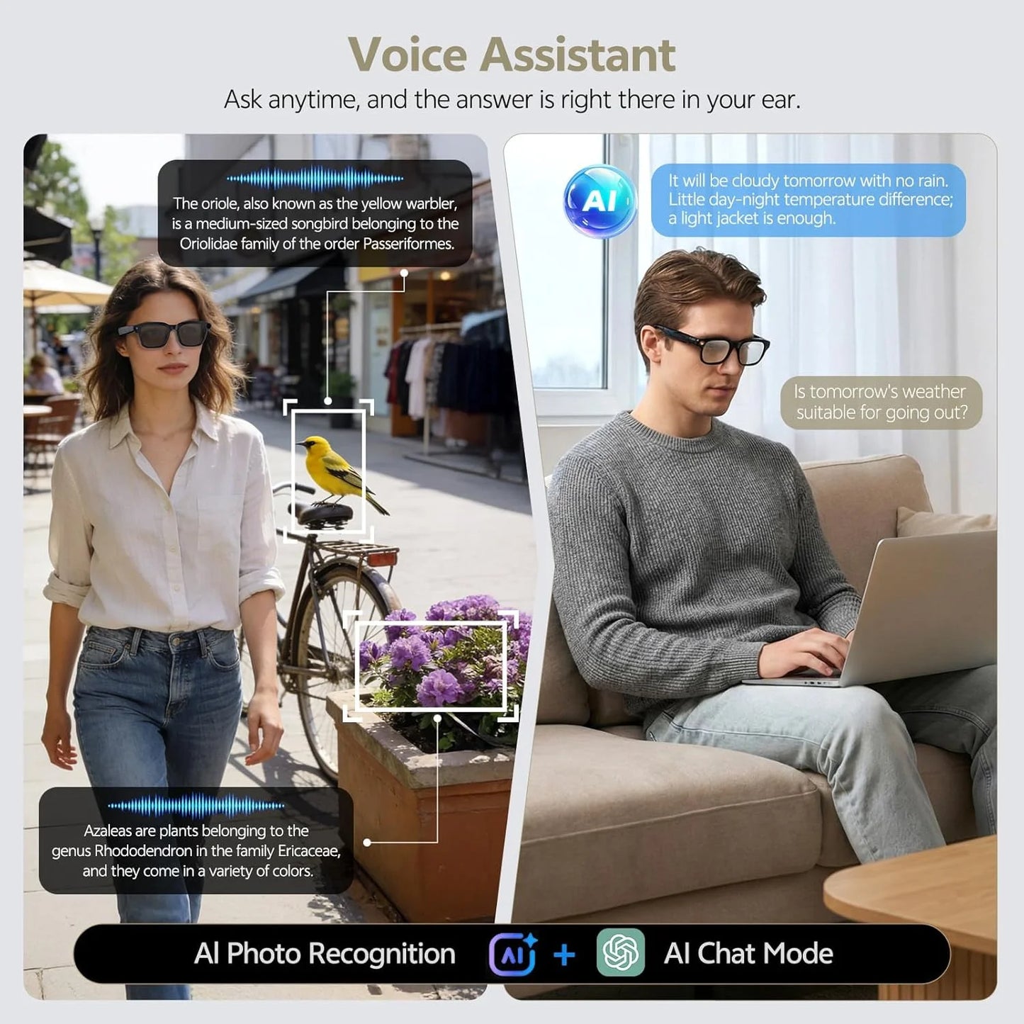 2026 Smart Camera Glasses – Hands-Free 1080P Video & 8MP Photos, WiFi Transfer, Voice Wake, AI Translation, Open-Ear Audio, Ultra-Lightweight Eyewear