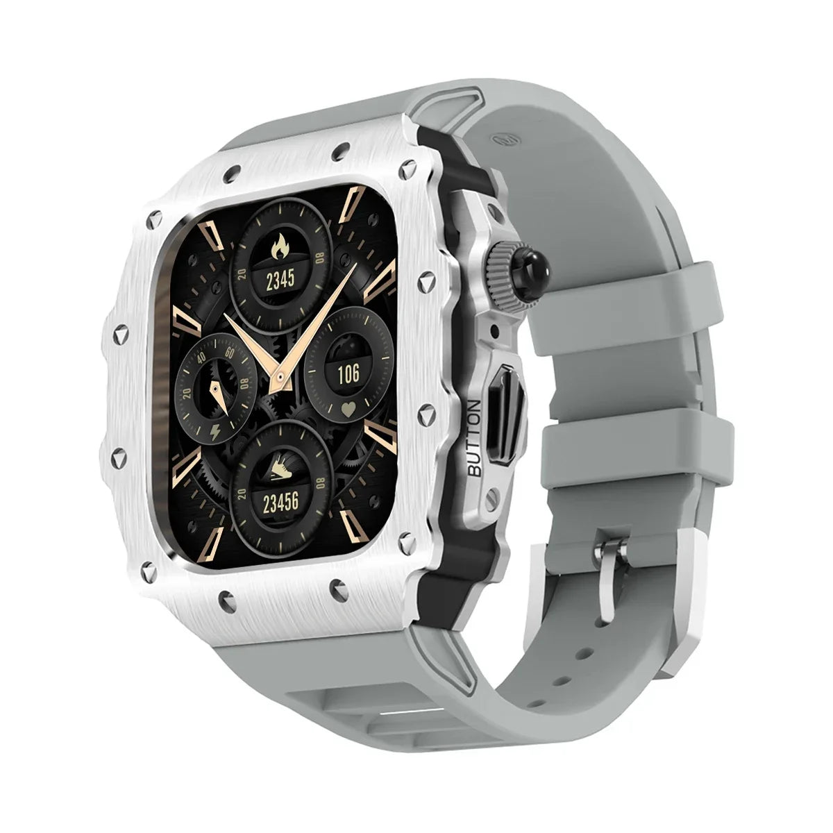 Luxury Modification Kit for Apple Watch S11 10 46/44/45mm Stainless Steel Case for IWatch Series 9 8 7 6 SE3 Silicone Pin Buckle