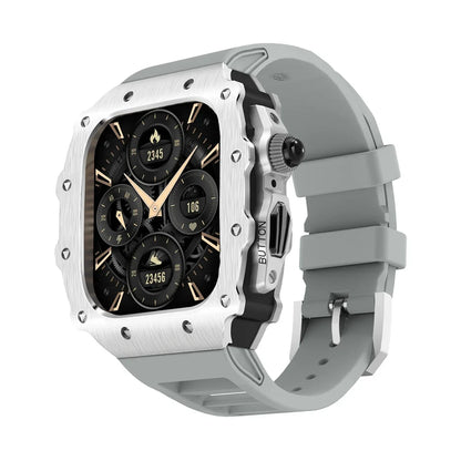 Luxury Modification Kit for Apple Watch S11 10 46/44/45mm Stainless Steel Case for IWatch Series 9 8 7 6 SE3 Silicone Pin Buckle