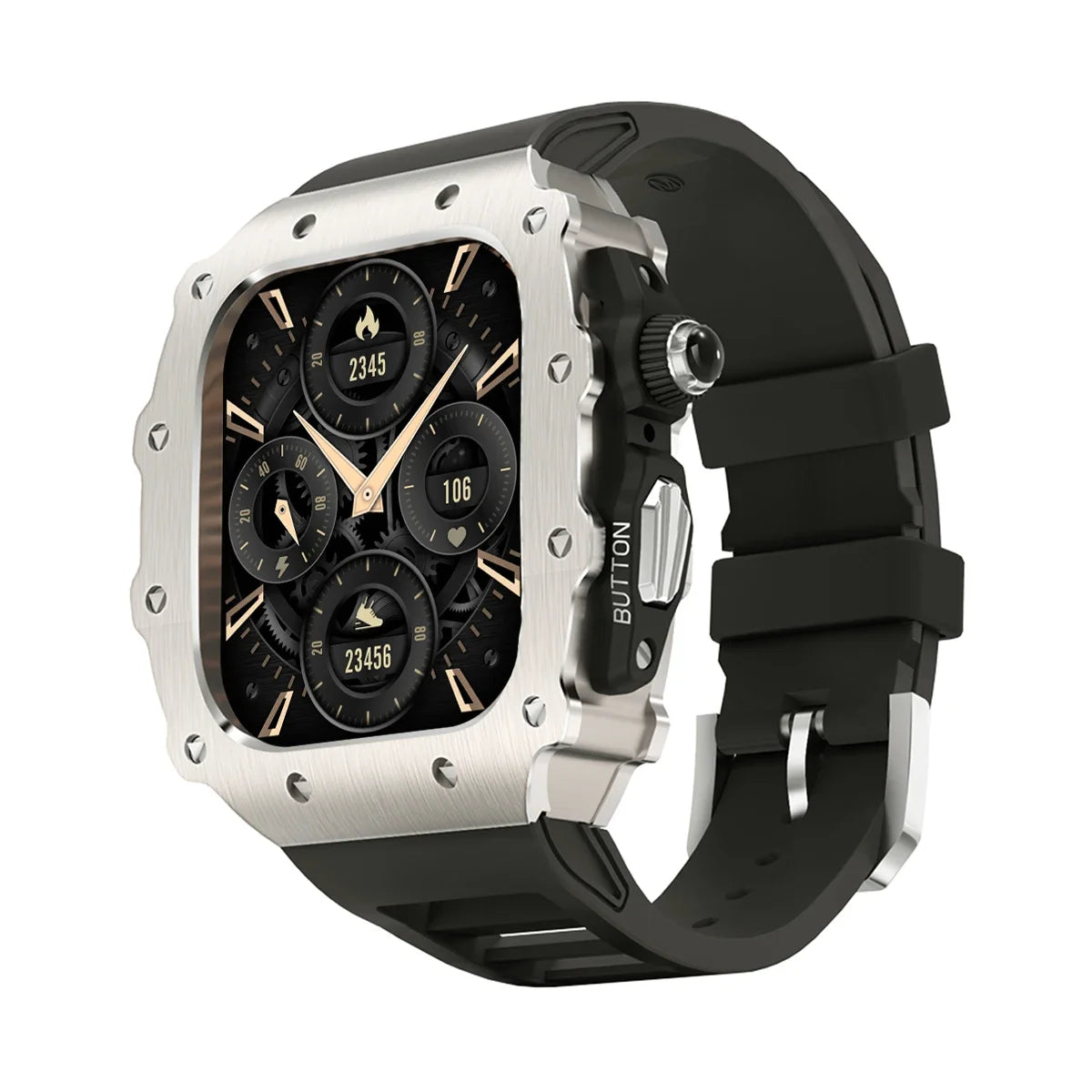 Luxury Modification Kit for Apple Watch S11 10 46/44/45mm Stainless Steel Case for IWatch Series 9 8 7 6 SE3 Silicone Pin Buckle