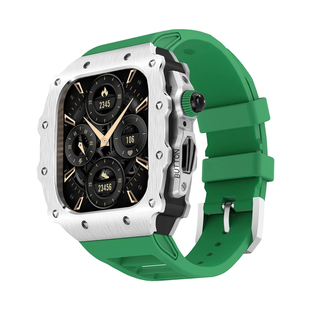 Luxury Modification Kit for Apple Watch S11 10 46/44/45mm Stainless Steel Case for IWatch Series 9 8 7 6 SE3 Silicone Pin Buckle