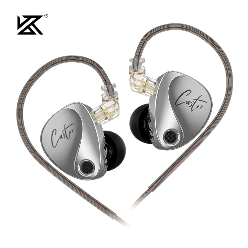 NEW KZ Castor In-Ear HiFi Earphones — 2 Dynamic Drivers + Balanced Armature, Tunable High-End Sound, Studio-Grade Monitor Earbuds with Noise Isolation