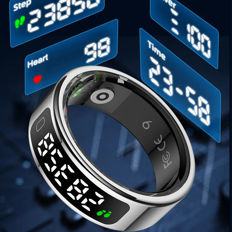 R11C Smart Ring with Display Screen – Gesture Swipe, Video, Charging Case, Health Monitor, Waterproof, for Android & iOS – Unisex (Men & Women)