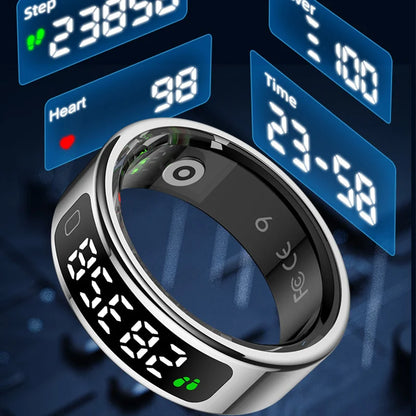 R11C Smart Ring with Display Screen – Gesture Swipe, Video, Charging Case, Health Monitor, Waterproof, for Android & iOS – Unisex (Men & Women)