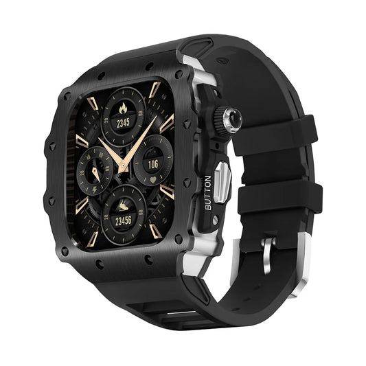Luxury Modification Kit for Apple Watch S11 10 46/44/45mm Stainless Steel Case for IWatch Series 9 8 7 6 SE3 Silicone Pin Buckle