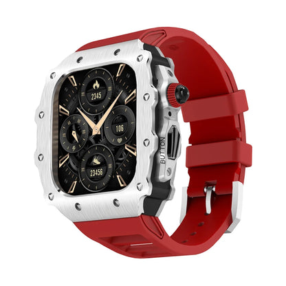 Luxury Modification Kit for Apple Watch S11 10 46/44/45mm Stainless Steel Case for IWatch Series 9 8 7 6 SE3 Silicone Pin Buckle