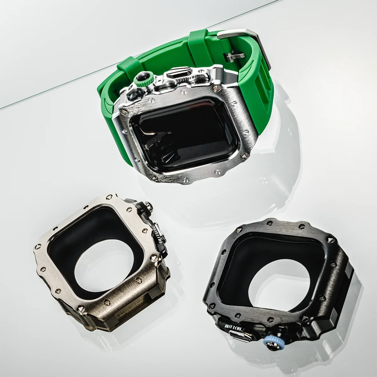 Luxury Modification Kit for Apple Watch S11 10 46/44/45mm Stainless Steel Case for IWatch Series 9 8 7 6 SE3 Silicone Pin Buckle