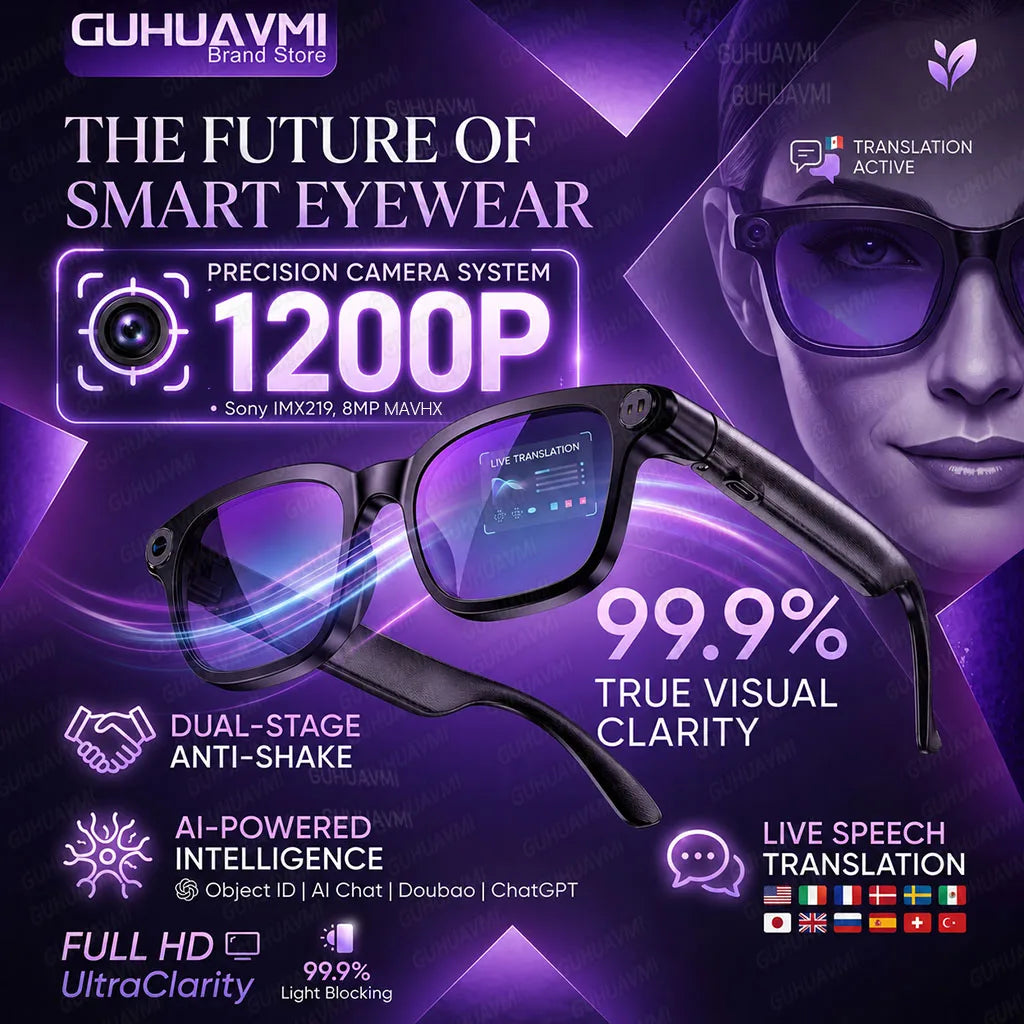 2026 Smart Camera Glasses – Hands-Free 1080P Video & 8MP Photos, WiFi Transfer, Voice Wake, AI Translation, Open-Ear Audio, Ultra-Lightweight Eyewear