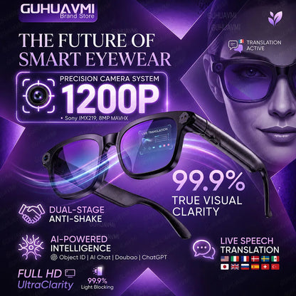2026 Smart Camera Glasses – Hands-Free 1080P Video & 8MP Photos, WiFi Transfer, Voice Wake, AI Translation, Open-Ear Audio, Ultra-Lightweight Eyewear