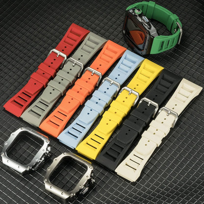 Luxury Modification Kit for Apple Watch S11 10 46/44/45mm Stainless Steel Case for IWatch Series 9 8 7 6 SE3 Silicone Pin Buckle