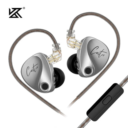 NEW KZ Castor In-Ear HiFi Earphones — 2 Dynamic Drivers + Balanced Armature, Tunable High-End Sound, Studio-Grade Monitor Earbuds with Noise Isolation