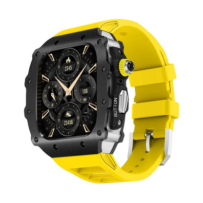 Luxury Modification Kit for Apple Watch S11 10 46/44/45mm Stainless Steel Case for IWatch Series 9 8 7 6 SE3 Silicone Pin Buckle