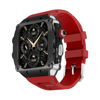 Luxury Modification Kit for Apple Watch S11 10 46/44/45mm Stainless Steel Case for IWatch Series 9 8 7 6 SE3 Silicone Pin Buckle