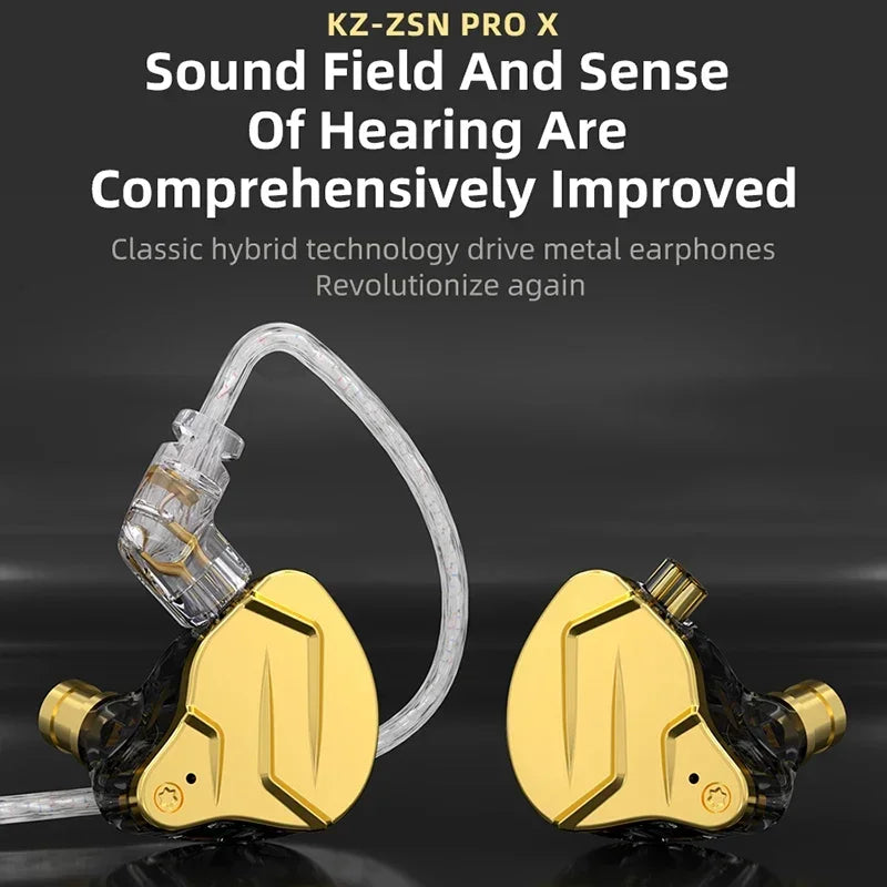 NEW KZ ZSN PRO X 1BA + 1DD Hybrid Drive Hi-Fi Metal In-Ear Earphones with Sport Noise-Canceling Earbuds (ZSX, ZSNPROX, EDXPRO)