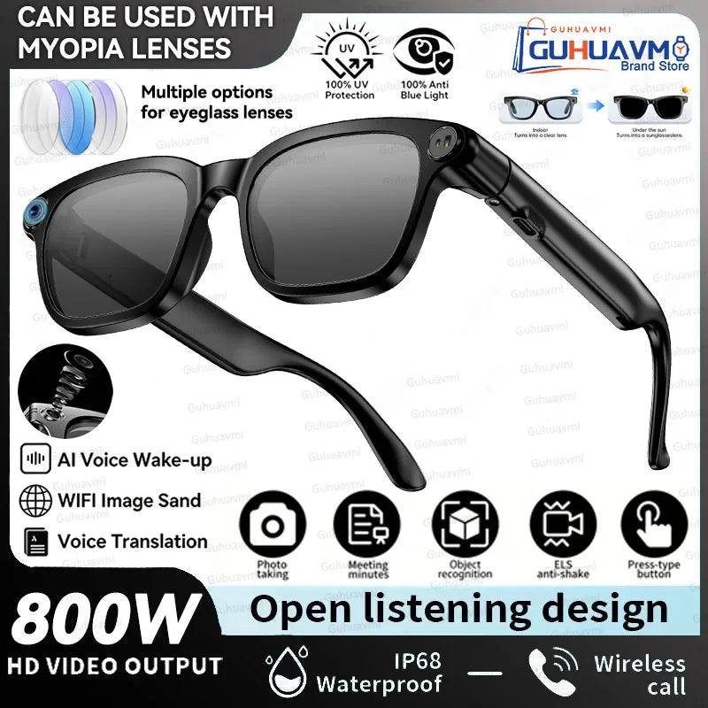 2026 Smart Camera Glasses – Hands-Free 1080P Video & 8MP Photos, WiFi Transfer, Voice Wake, AI Translation, Open-Ear Audio, Ultra-Lightweight Eyewear