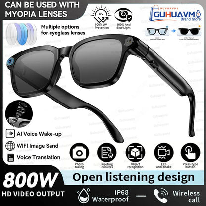 2026 Smart Camera Glasses – Hands-Free 1080P Video & 8MP Photos, WiFi Transfer, Voice Wake, AI Translation, Open-Ear Audio, Ultra-Lightweight Eyewear