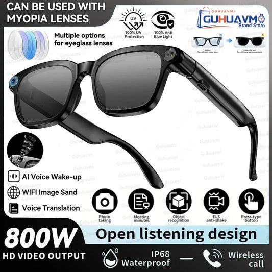 2026 Smart Camera Glasses – Hands-Free 1080P Video & 8MP Photos, WiFi Transfer, Voice Wake, AI Translation, Open-Ear Audio, Ultra-Lightweight Eyewear