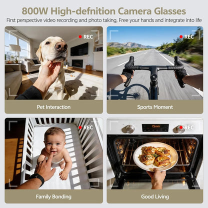2026 Smart Camera Glasses – Hands-Free 1080P Video & 8MP Photos, WiFi Transfer, Voice Wake, AI Translation, Open-Ear Audio, Ultra-Lightweight Eyewear