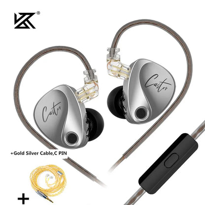 NEW KZ Castor In-Ear HiFi Earphones — 2 Dynamic Drivers + Balanced Armature, Tunable High-End Sound, Studio-Grade Monitor Earbuds with Noise Isolation