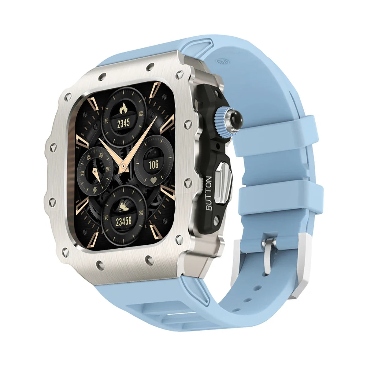 Luxury Modification Kit for Apple Watch S11 10 46/44/45mm Stainless Steel Case for IWatch Series 9 8 7 6 SE3 Silicone Pin Buckle