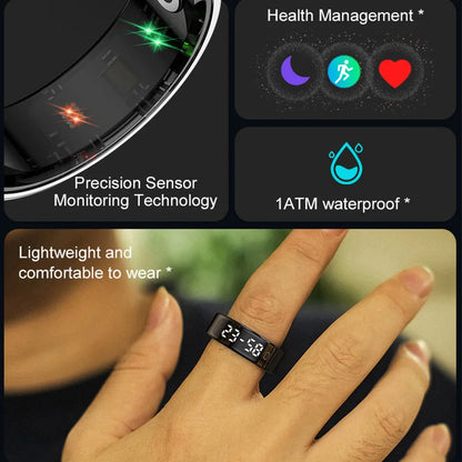 R11C Smart Ring with Display Screen – Gesture Swipe, Video, Charging Case, Health Monitor, Waterproof, for Android & iOS – Unisex (Men & Women)