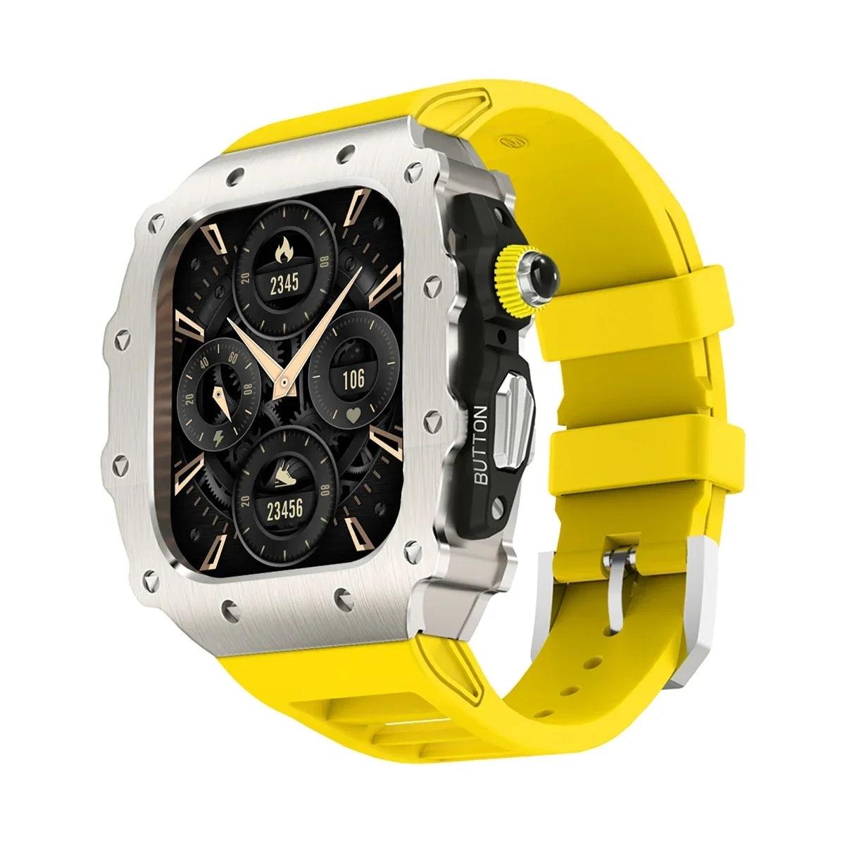 Luxury Modification Kit for Apple Watch S11 10 46/44/45mm Stainless Steel Case for IWatch Series 9 8 7 6 SE3 Silicone Pin Buckle