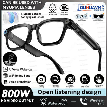 2026 Smart Camera Glasses – Hands-Free 1080P Video & 8MP Photos, WiFi Transfer, Voice Wake, AI Translation, Open-Ear Audio, Ultra-Lightweight Eyewear