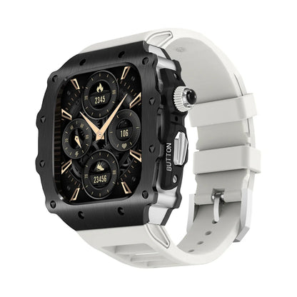 Luxury Modification Kit for Apple Watch S11 10 46/44/45mm Stainless Steel Case for IWatch Series 9 8 7 6 SE3 Silicone Pin Buckle