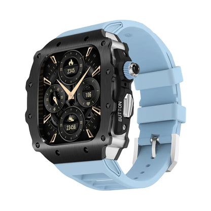Luxury Modification Kit for Apple Watch S11 10 46/44/45mm Stainless Steel Case for IWatch Series 9 8 7 6 SE3 Silicone Pin Buckle