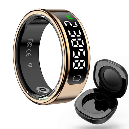 R11C Smart Ring with Display Screen – Gesture Swipe, Video, Charging Case, Health Monitor, Waterproof, for Android & iOS – Unisex (Men & Women)