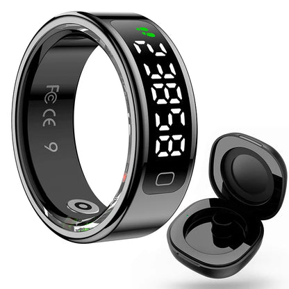 R11C Smart Ring with Display Screen – Gesture Swipe, Video, Charging Case, Health Monitor, Waterproof, for Android & iOS – Unisex (Men & Women)