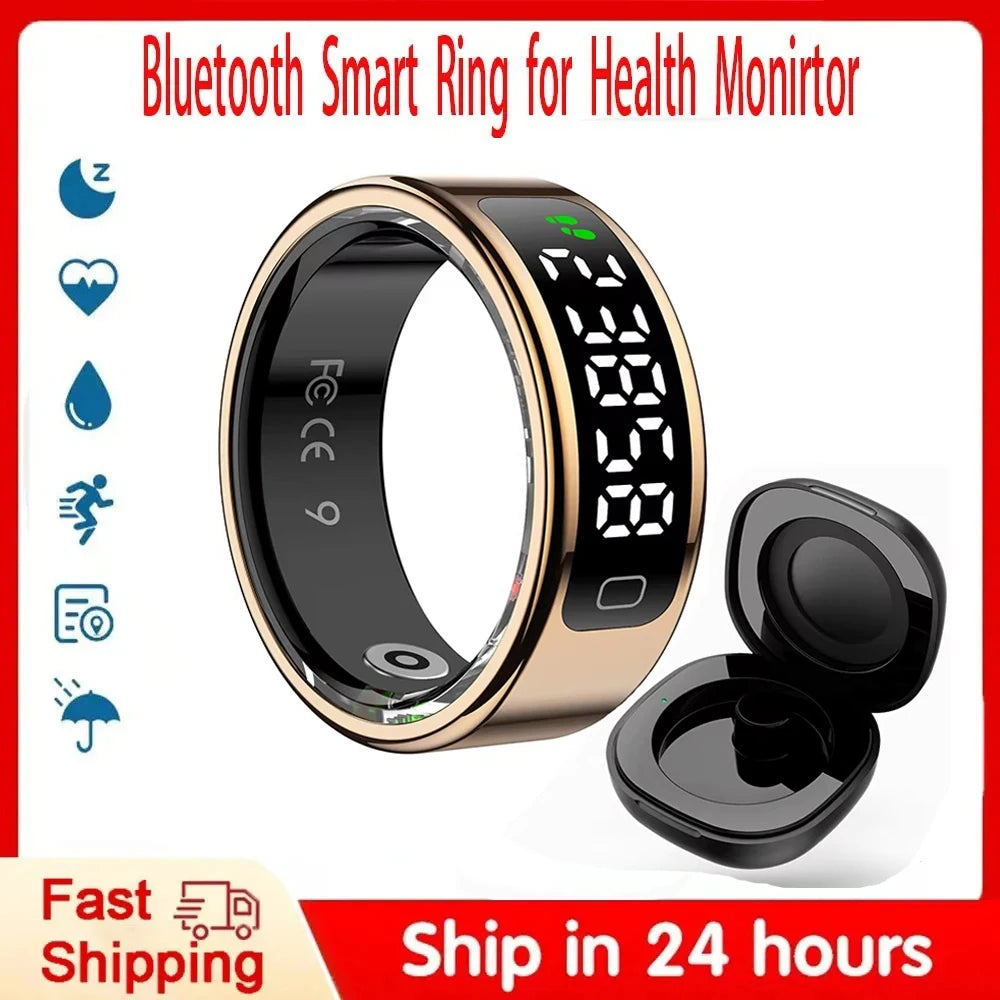 R11C Smart Ring with Display Screen – Gesture Swipe, Video, Charging Case, Health Monitor, Waterproof, for Android & iOS – Unisex (Men & Women)