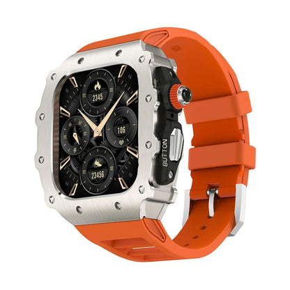 Luxury Modification Kit for Apple Watch S11 10 46/44/45mm Stainless Steel Case for IWatch Series 9 8 7 6 SE3 Silicone Pin Buckle