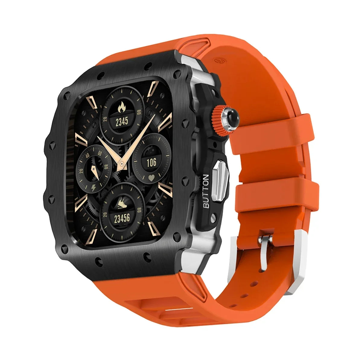 Luxury Modification Kit for Apple Watch S11 10 46/44/45mm Stainless Steel Case for IWatch Series 9 8 7 6 SE3 Silicone Pin Buckle