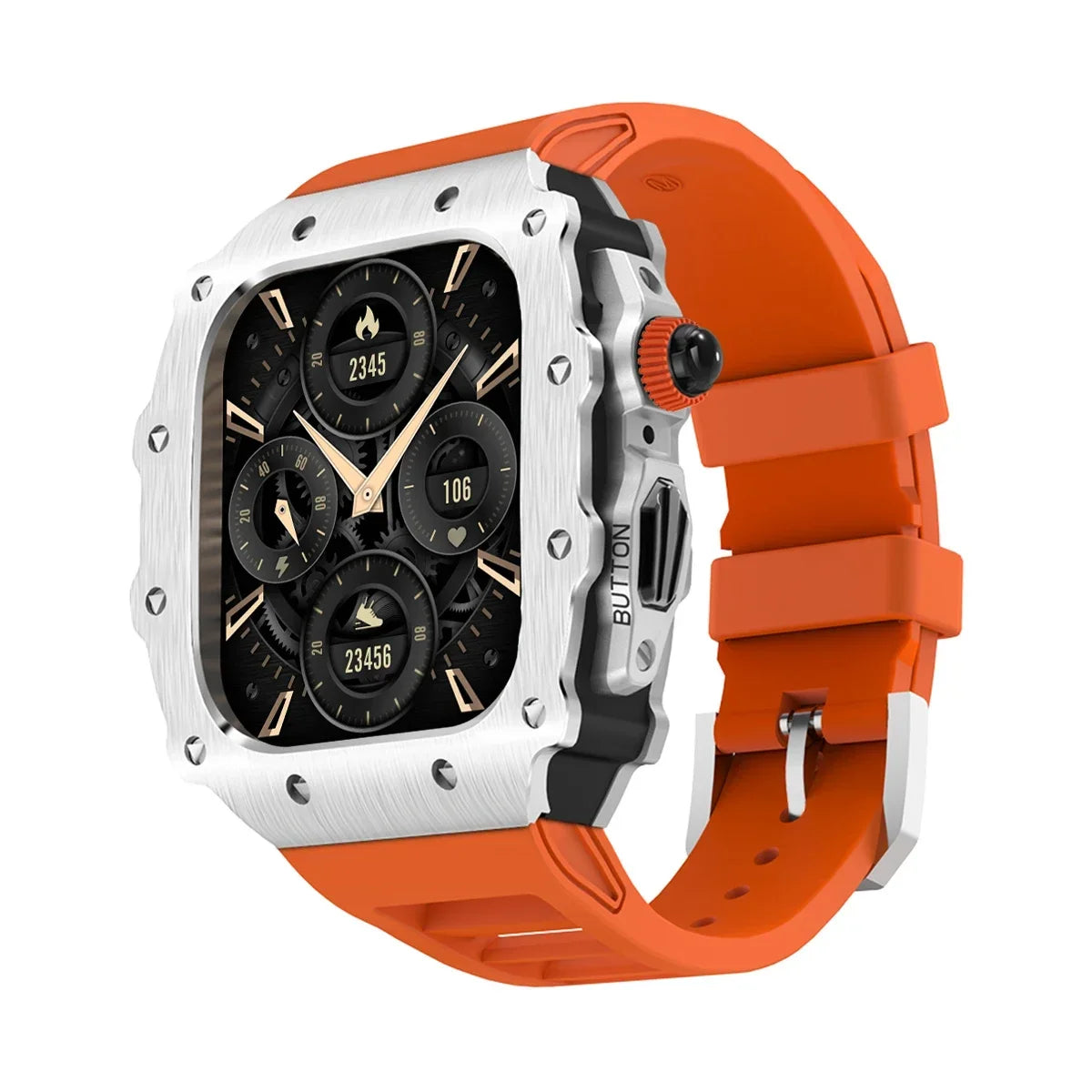 Luxury Modification Kit for Apple Watch S11 10 46/44/45mm Stainless Steel Case for IWatch Series 9 8 7 6 SE3 Silicone Pin Buckle