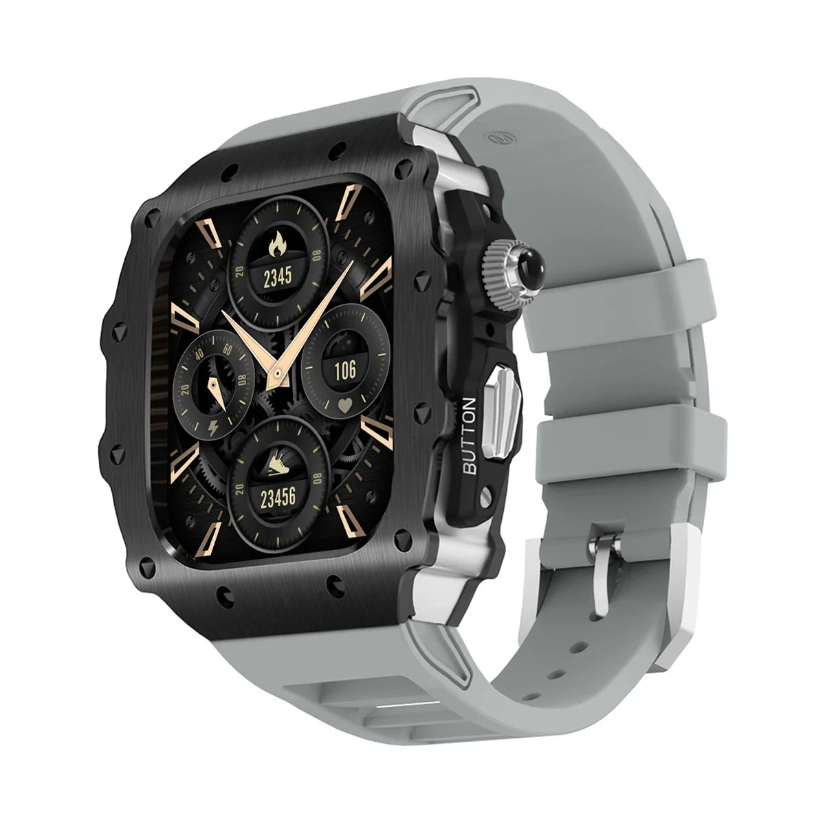 Luxury Modification Kit for Apple Watch S11 10 46/44/45mm Stainless Steel Case for IWatch Series 9 8 7 6 SE3 Silicone Pin Buckle