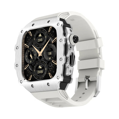 Luxury Modification Kit for Apple Watch S11 10 46/44/45mm Stainless Steel Case for IWatch Series 9 8 7 6 SE3 Silicone Pin Buckle