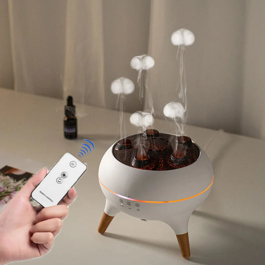 Elevate Your Home Atmosphere with the Jellyfish Air Humidifier - 250ml Essential Oil Diffuser Featuring Remote Control and 7 Vibrant Night Lights