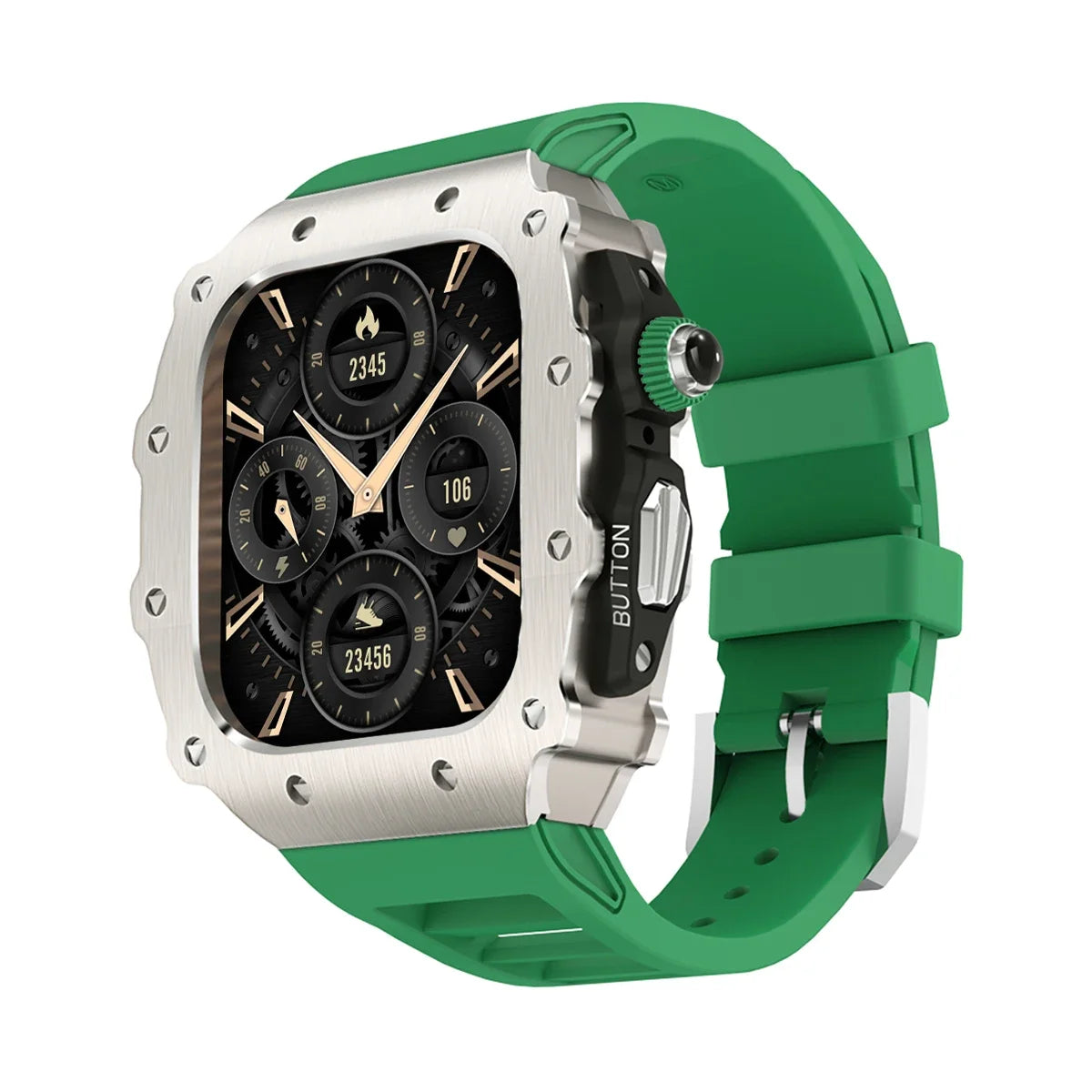 Luxury Modification Kit for Apple Watch S11 10 46/44/45mm Stainless Steel Case for IWatch Series 9 8 7 6 SE3 Silicone Pin Buckle