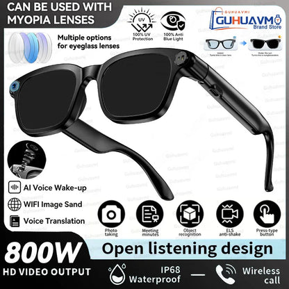 2026 Smart Camera Glasses – Hands-Free 1080P Video & 8MP Photos, WiFi Transfer, Voice Wake, AI Translation, Open-Ear Audio, Ultra-Lightweight Eyewear