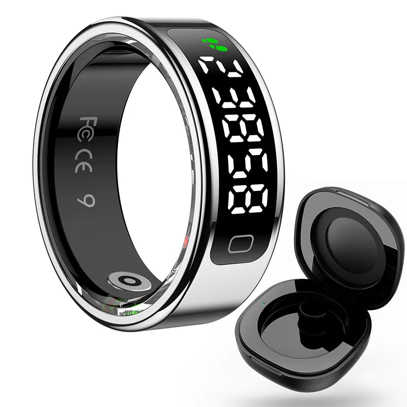 R11C Smart Ring with Display Screen – Gesture Swipe, Video, Charging Case, Health Monitor, Waterproof, for Android & iOS – Unisex (Men & Women)
