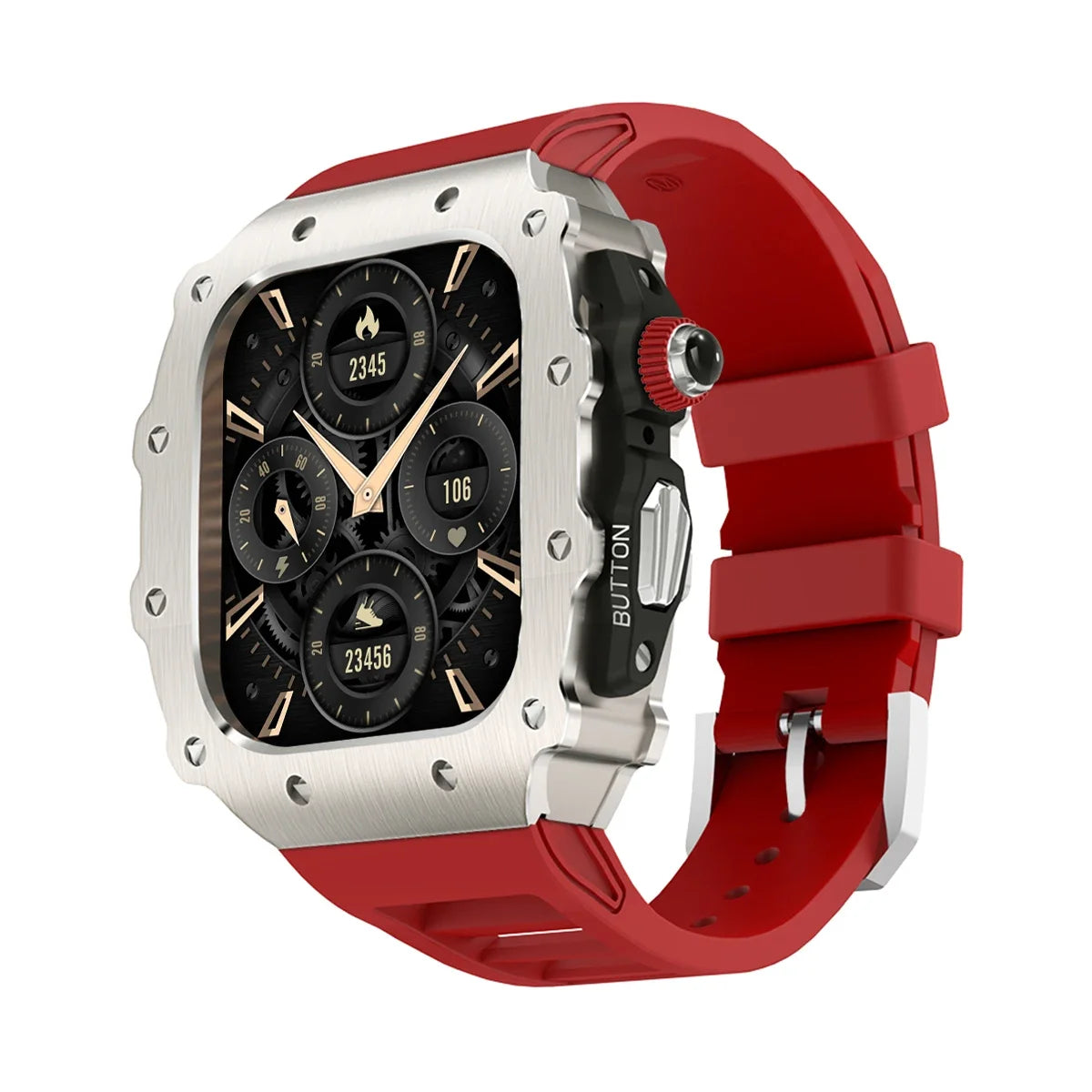 Luxury Modification Kit for Apple Watch S11 10 46/44/45mm Stainless Steel Case for IWatch Series 9 8 7 6 SE3 Silicone Pin Buckle