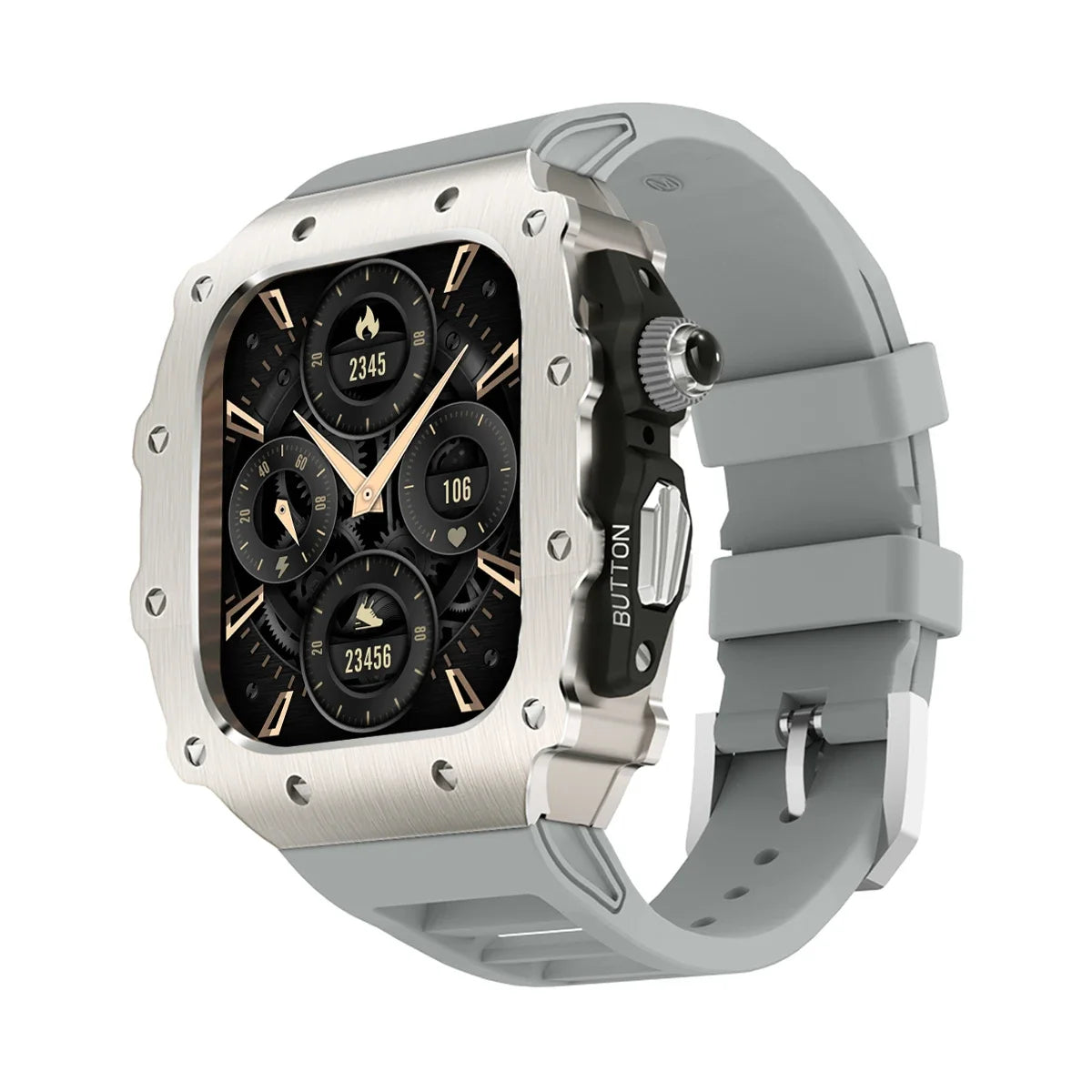 Luxury Modification Kit for Apple Watch S11 10 46/44/45mm Stainless Steel Case for IWatch Series 9 8 7 6 SE3 Silicone Pin Buckle