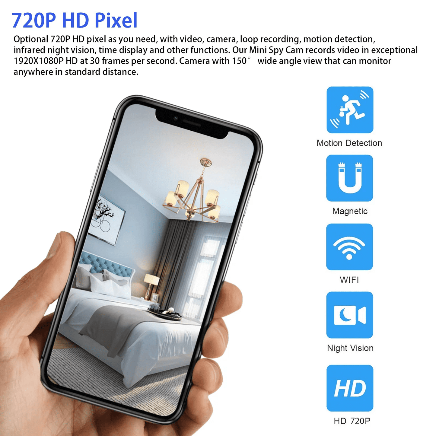 Revolutionary SZDUDU Mini Wireless Security Camera - Capture Every Moment in Full HD 720P with Night Vision, Motion Detection & Loop Recording for Ultimate Home and Outdoor Protection